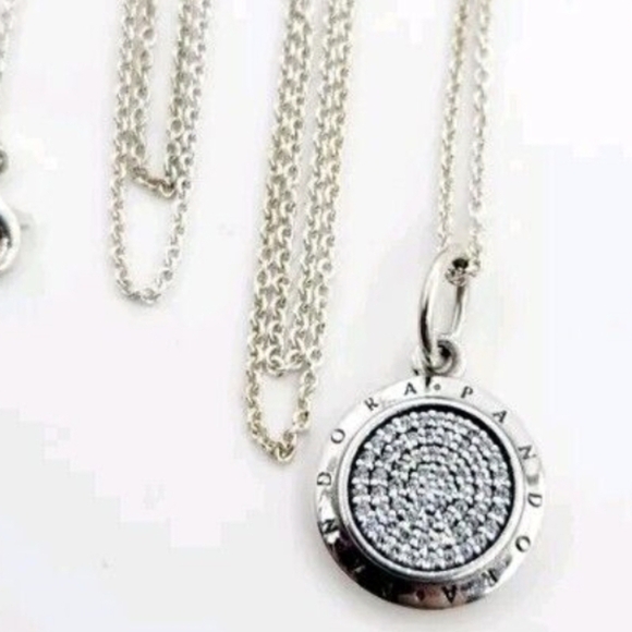 Pandora Signature Silver Circular Pendant Necklace - Picture 2 of 6